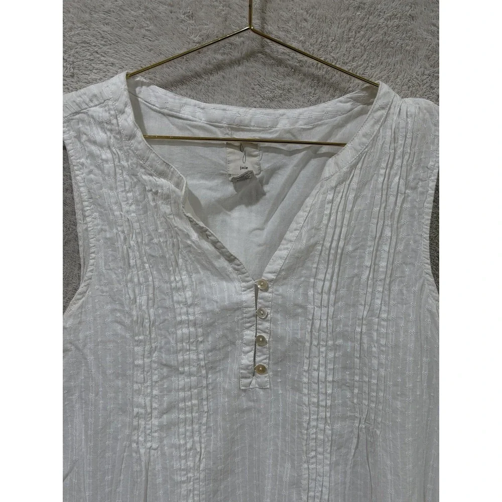 Joie Sleeveless Eyelet Boho Ruffle Hem V-Neck Dress Size Large Beach Coastal